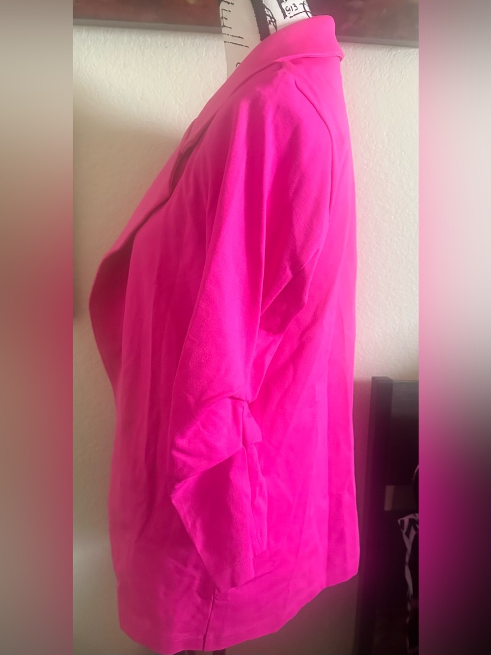 Scarlett Bright Pink Open Front Blazer Jacket - Picture 4 of 9